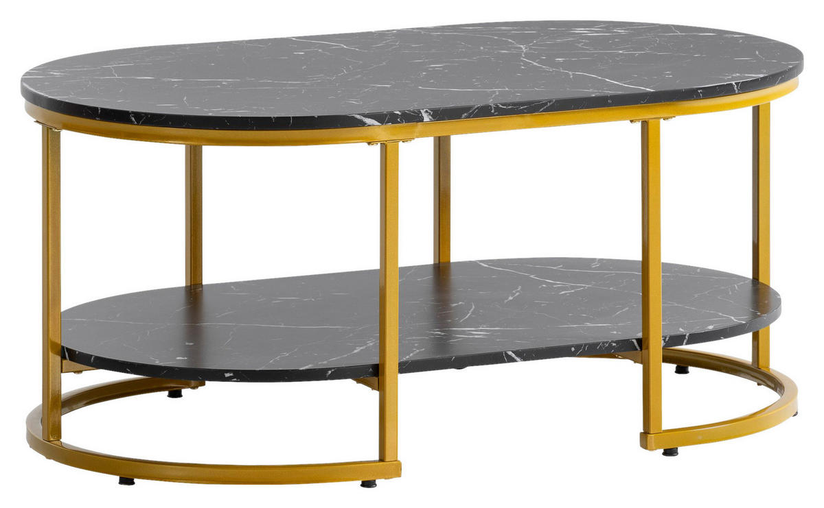 Couchtisch schwarz Marmor Optik B/H/T: ca. 100x45x60 cm Couchtisch - schwarz (100,00/45,00/60,00cm) - Wohnling