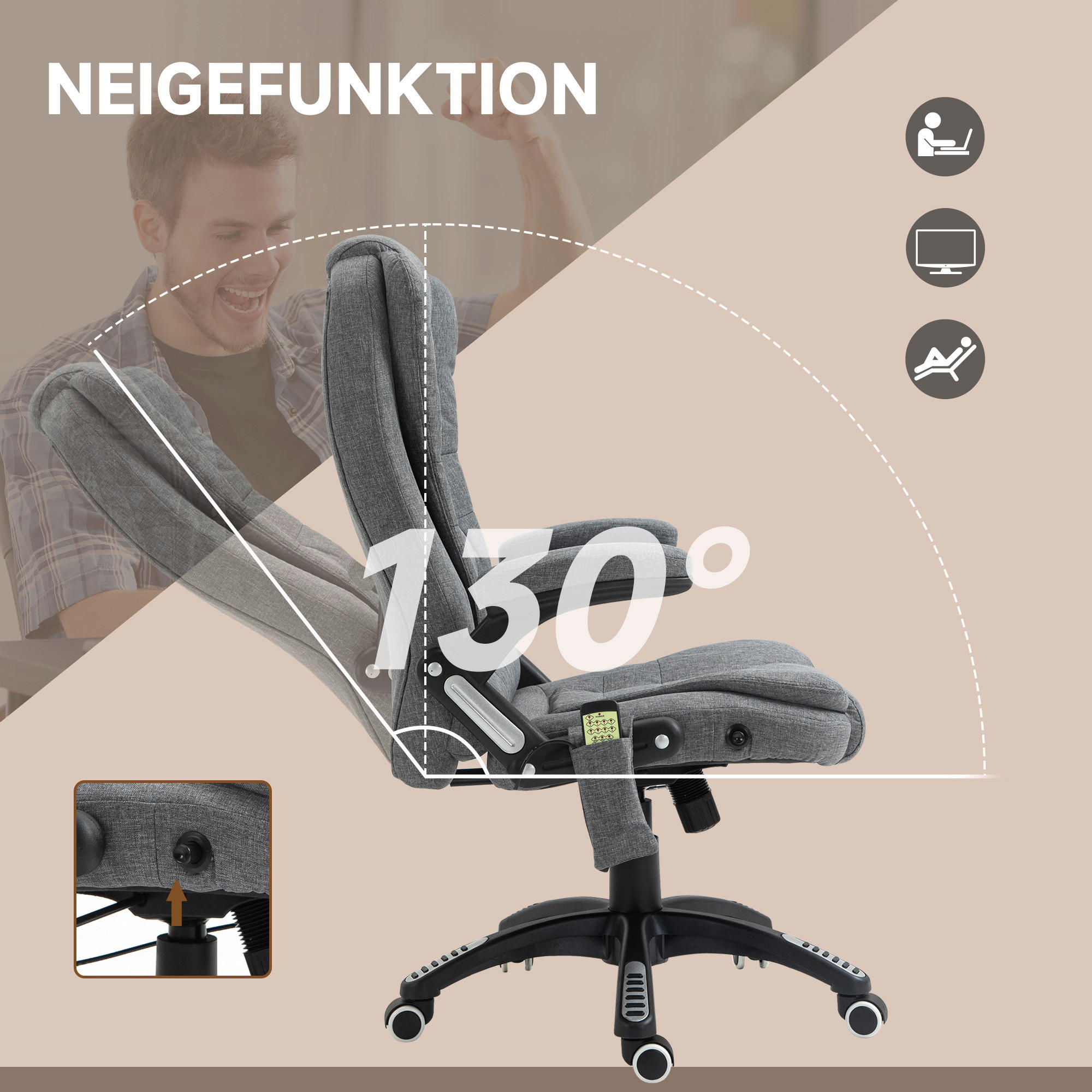 Vinsetto Massagestuhl dunkelgrau B/H/L: ...