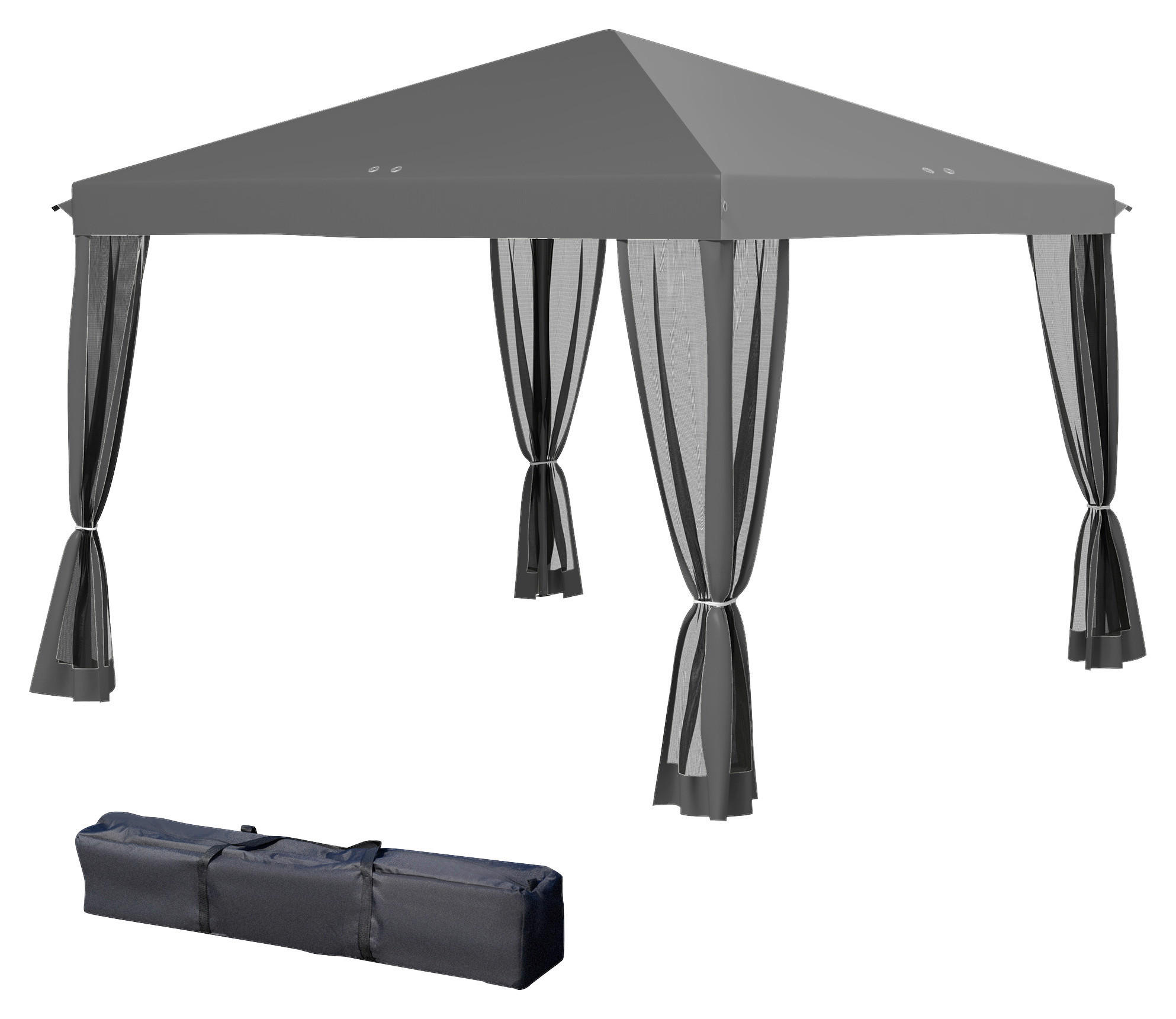 Outsunny Pavillon schwarz Metall B/H/L: ca. 295x260x295 cm Pavillon - hellgrau/schwarz (295,00/295,00/260,00cm) - Outsunny