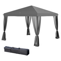 Outsunny Pavillon schwarz Metall B/H/L: ca. 295x260x295 cm Pavillon - hellgrau/schwarz (295,00/295,00/260,00cm) - Outsunny