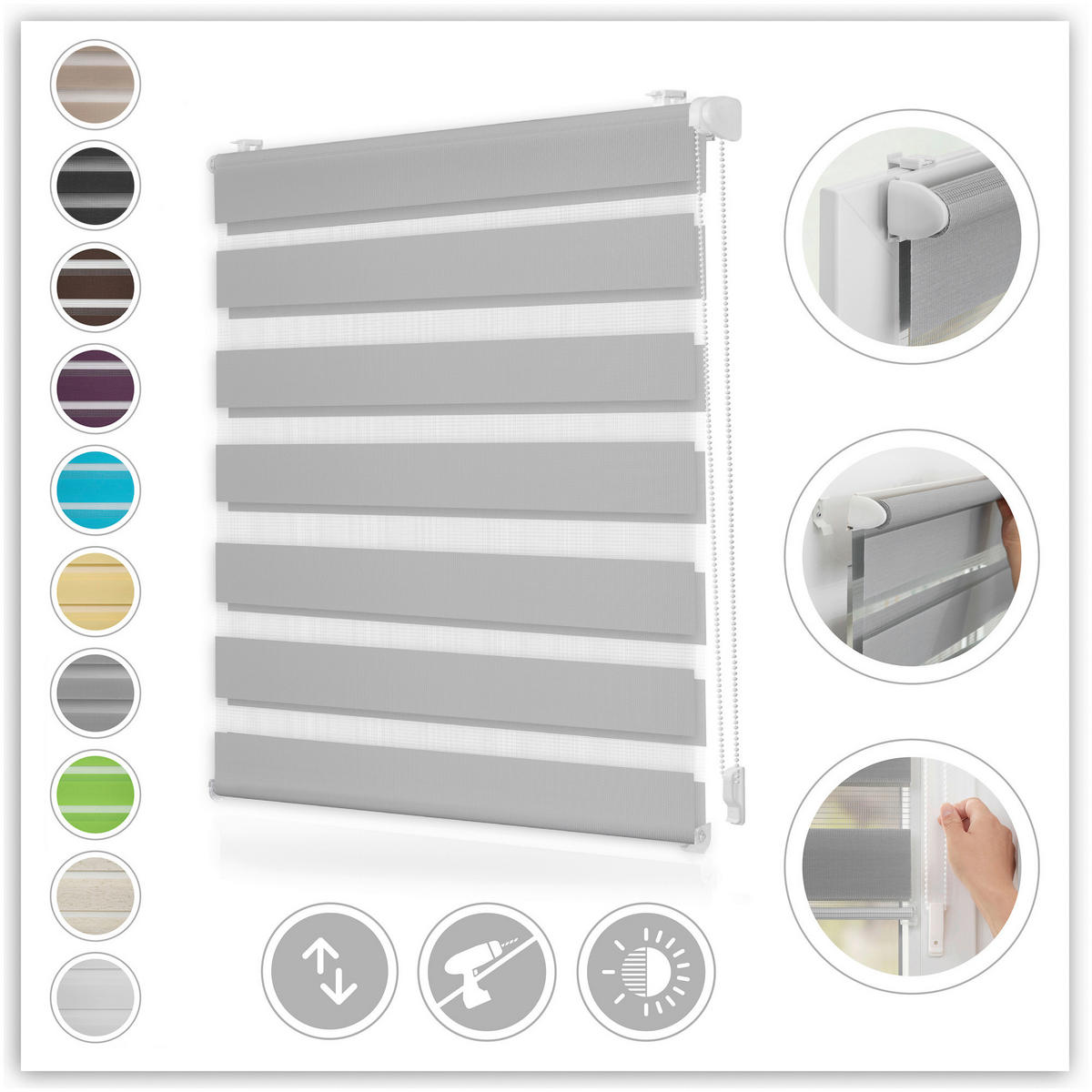 Doppelrollo Duo grau B/L: ca. 70x220 cm Duo - grau (70,00/220,00cm) - LICHTBLICK