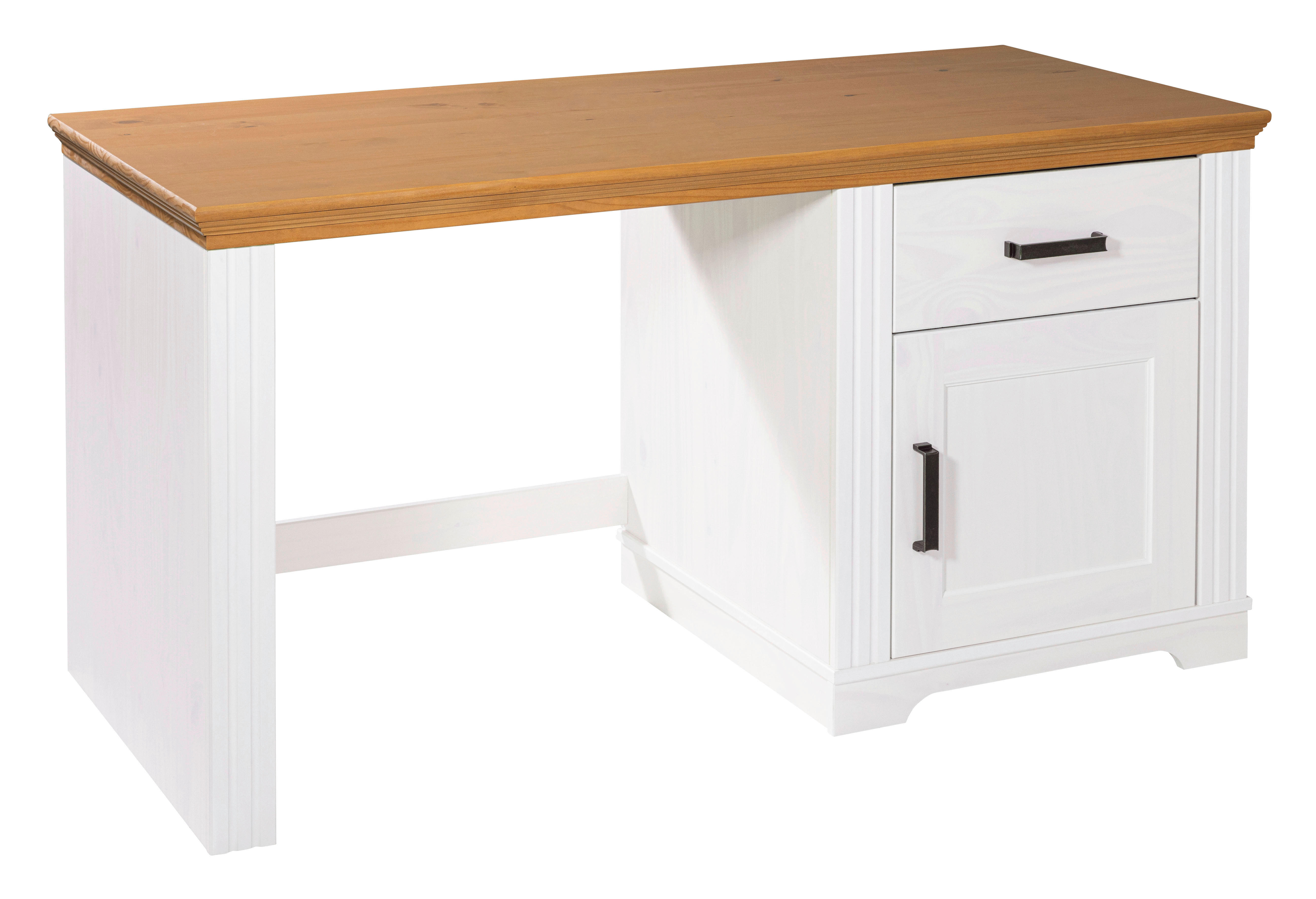 Schreibtisch Maluno weiß lackiert B/H/L: ca. 65x76x150 cm Maluno - weiß (150,00/65,00/76,00cm) - Inter Link