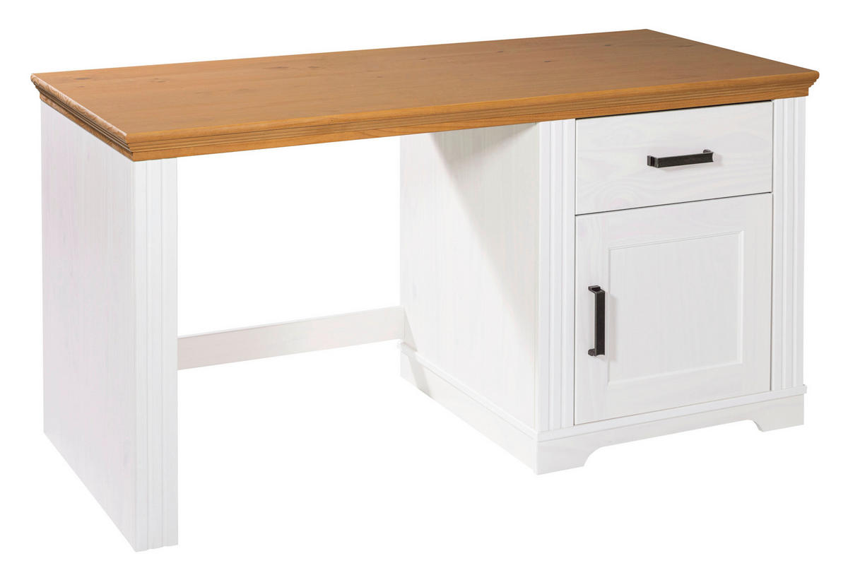 Schreibtisch Maluno weiß lackiert B/H/L: ca. 65x76x150 cm Maluno - weiß (150,00/65,00/76,00cm) - Inter Link