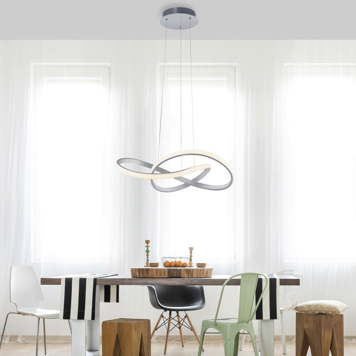 Just Light LED-Pendelleuchte MARIA 15402-95 Alu Aluminium Gummi H/D: ca. 120x57 cm 1.0 Brennstellen MARIA - Alu (57,00/120,00cm) - Just Light