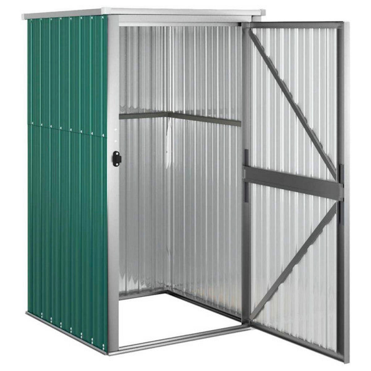 VidaXL Geräteschuppen grün Stahl B/H/T: ca. 88x210x93 cm Geräteschuppen - grün (88,00/210,00/93,00cm) - VidaXL