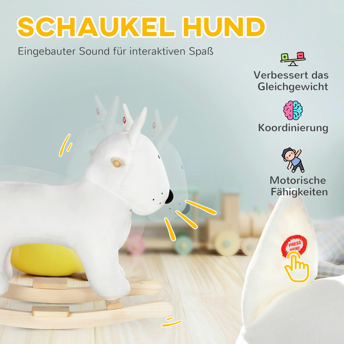 AIYAPLAY Schaukeltier B/H/L: ca. 32,5x60x67 cm Schaukeltier - weiß (67,00/32,50/60,00cm) - AIYAPLAY