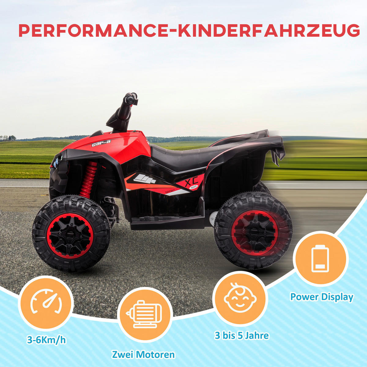 HOMCOM Elektro-Quad rot B/H/L: ca. 53x55,5x83 cm Elektro-Quad - rot/schwarz (83,00/53,00/55,50cm) - HOMCOM