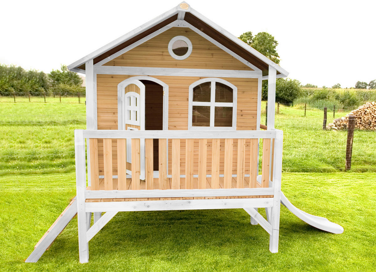 AXI Spielhaus Stef braun B/H/L: ca. 349x233x212 cm Stef - braun/weiß (212,00/349,00/233,00cm) - AXI