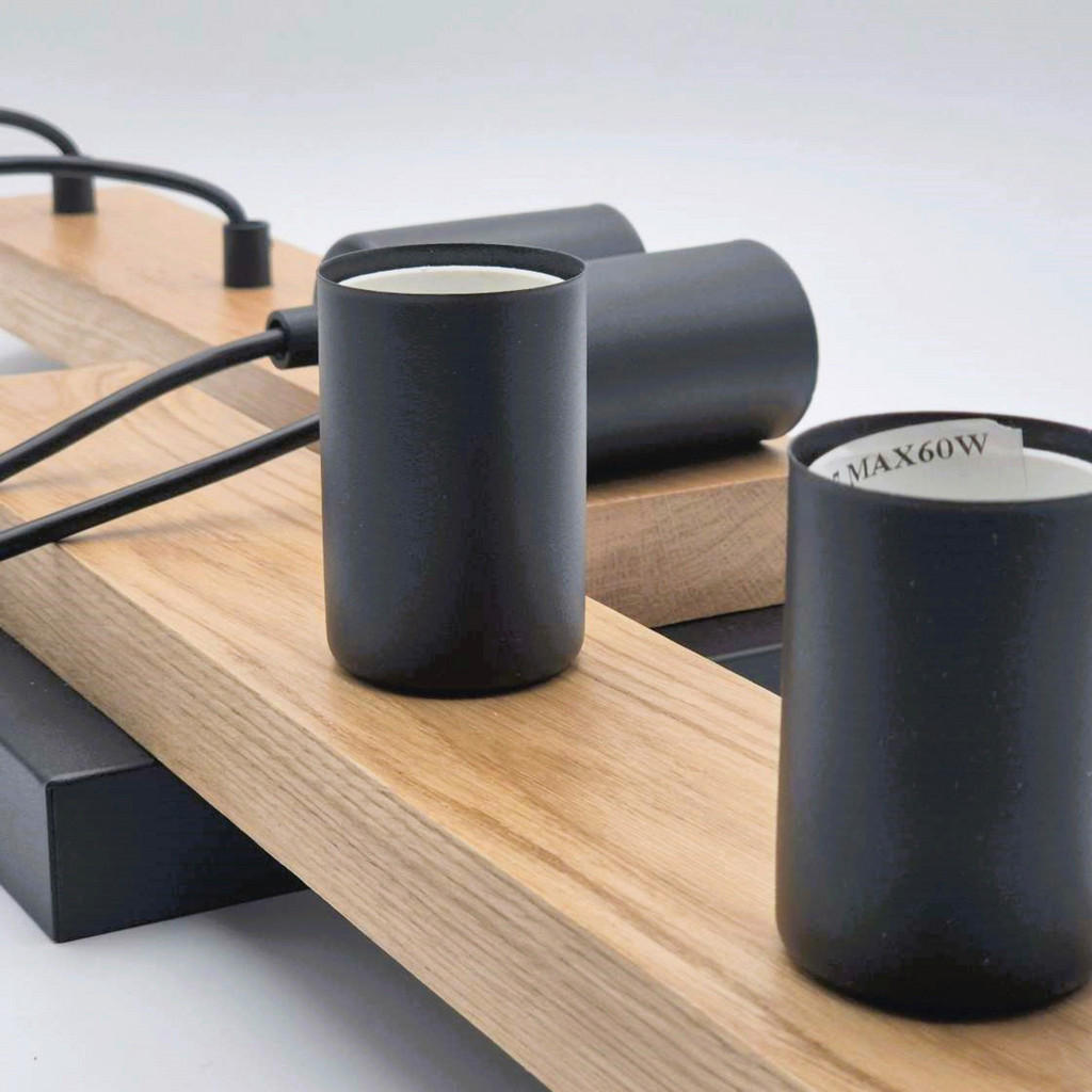 Thumbnail - Lamkur Pendelleuchte weiß Holz B/H/L: ca. 20x86x64 cm E27 4 Brennstellen