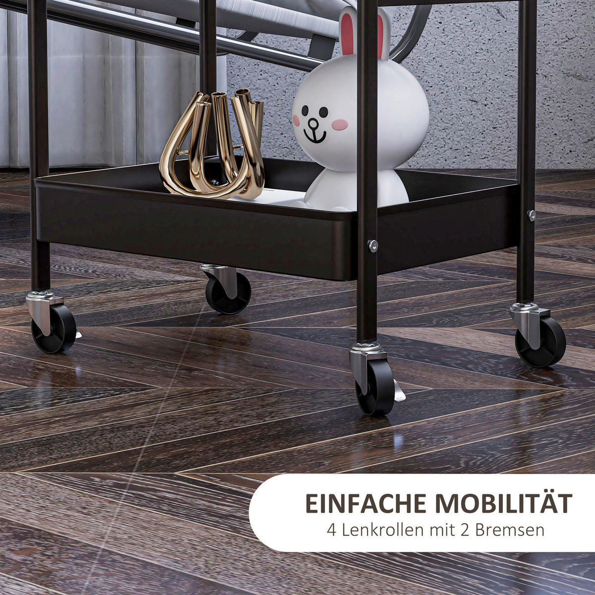 HOMCOM Küchenwagen schwarz Edelstahl B/H/L: ca. 30,5x53,5x75 cm Küchenwagen - schwarz (75,00/30,50/53,50cm) - HOMCOM