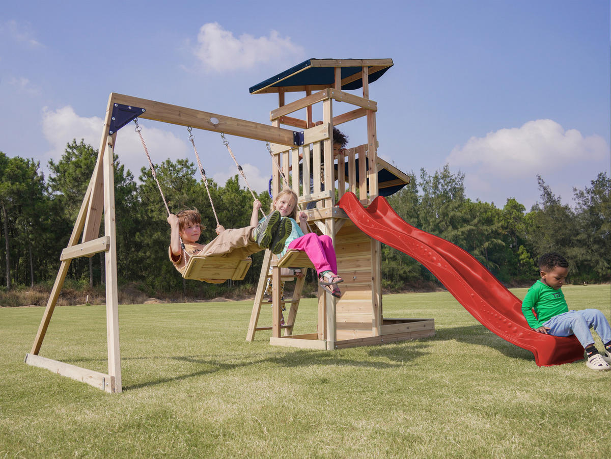 AXI Spielturm Malik rot B/H/L: ca. 345x270x336 cm Malik - braun/rot (336,00/345,00/270,00cm) - AXI
