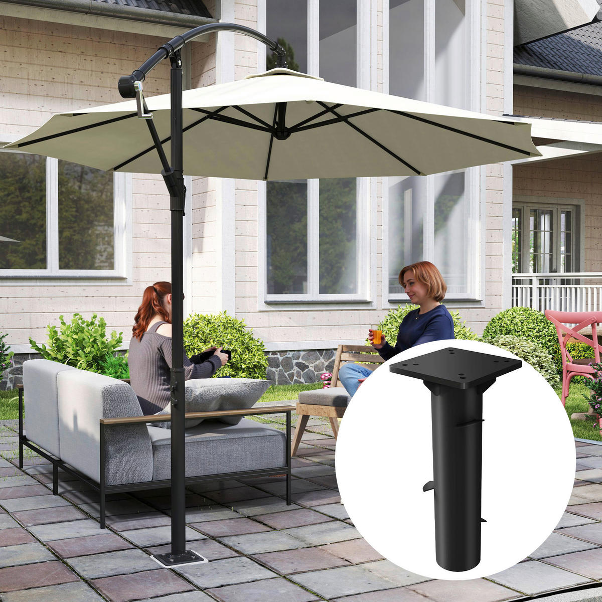 Outsunny Schirmständer dunkelgrau Metall B/H/L: ca. 16,5x40x16,5 cm Schirmständer - dunkelgrau (16,50/16,50/40,00cm) - Outsunny