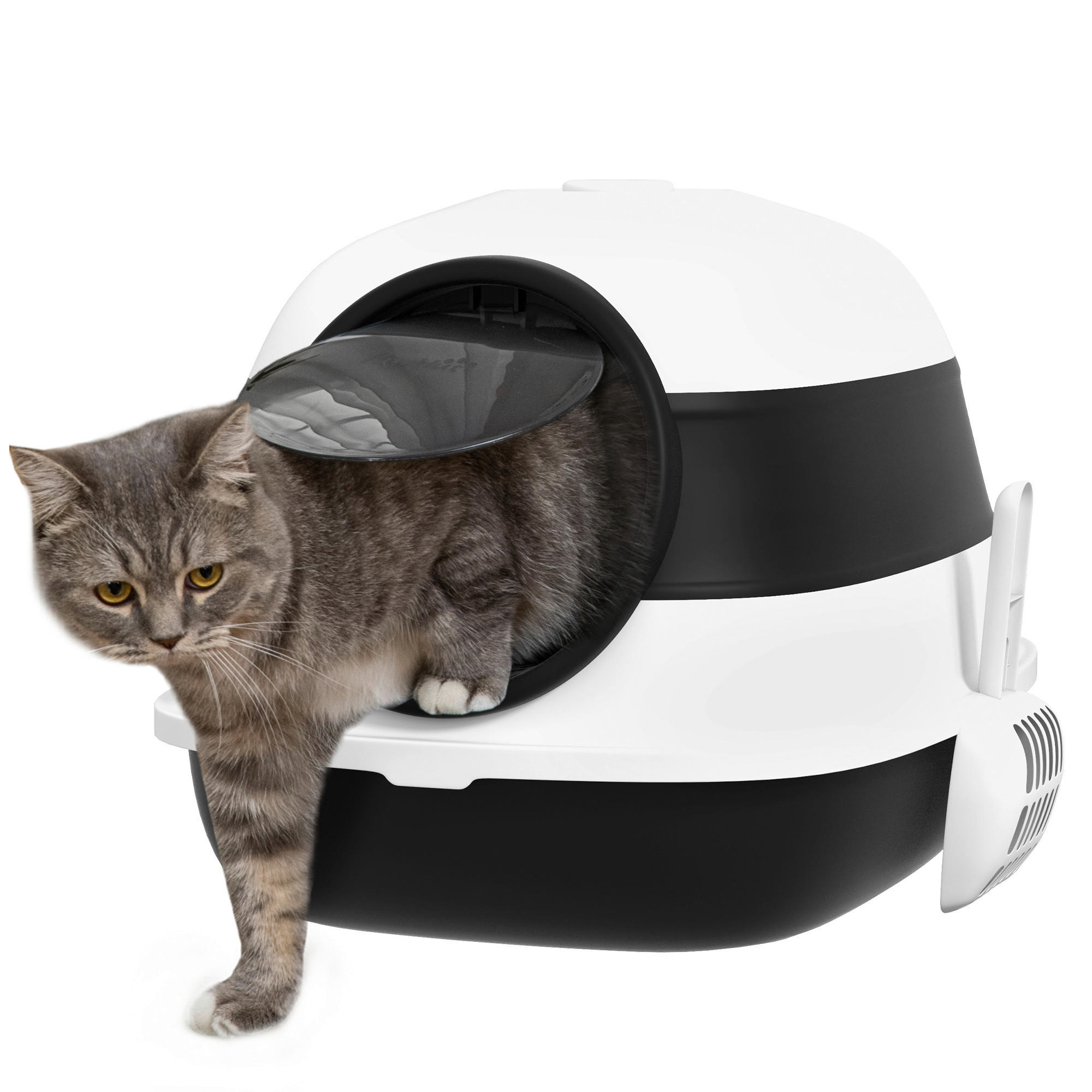 PawHut Katzentoilette schwarz Kunststoff B/H/L: ca. 41x38x52 cm Katzentoilette - weiß/schwarz (52,00/41,00/38,00cm) - PawHut