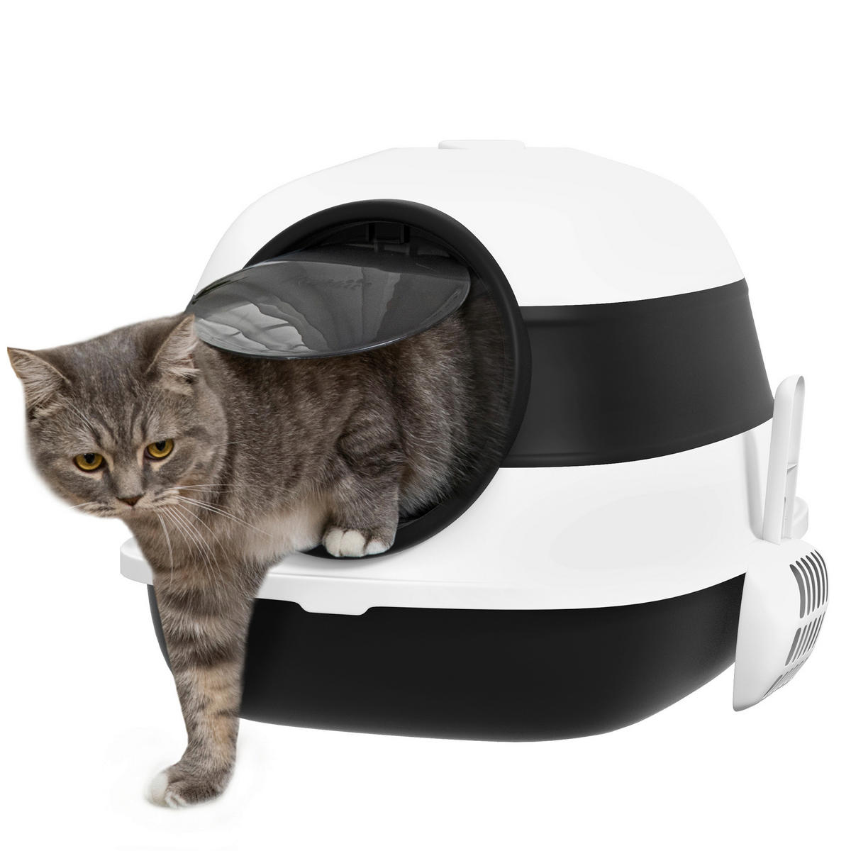 PawHut Katzentoilette schwarz Kunststoff B/H/L: ca. 41x38x52 cm Katzentoilette - weiß/schwarz (52,00/41,00/38,00cm) - PawHut