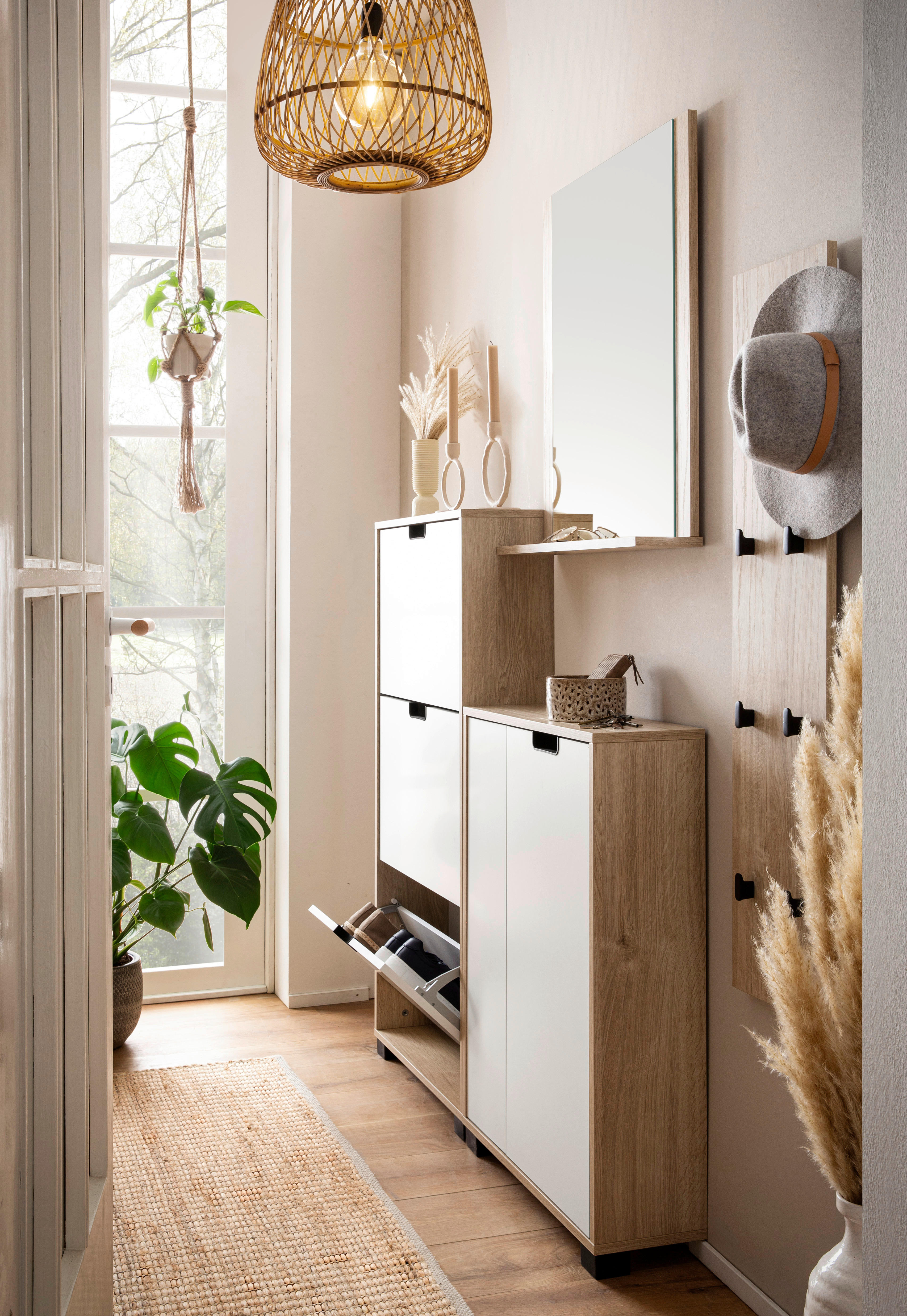 Highboard Emmik weiß matt Eiche Eiche weiß Nachbildung B/H/T: ca. 59,8x124x19,55 cm Emmik - Eiche/weiß (59,80/124,00/19,55cm) - Möbelpartner