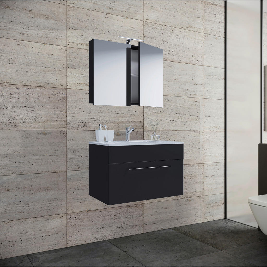 Thumbnail - Waschplatz 3tlg-Badinos schwarz B/H/T: ca. 80x50x46 cm