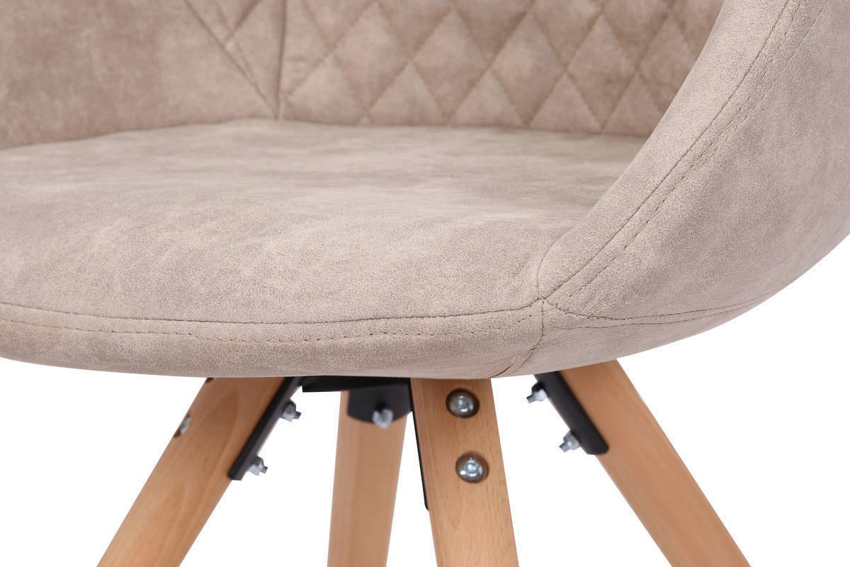 Stuhl Chadwick 100 2er creme Microfaser B/H/T: ca. 59x82x55 cm Chadwick 100 2er - Eiche/creme (59,00/82,00/55,00cm) - 360 Living