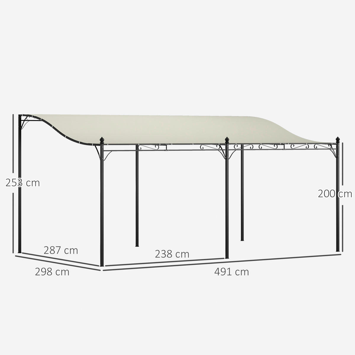 Outsunny Anbaupavillon cremeweiß Polyester B/H/L: ca. 298x253x491 cm Anbaupavillon - cremeweiß (491,00/298,00/253,00cm) - Outsunny