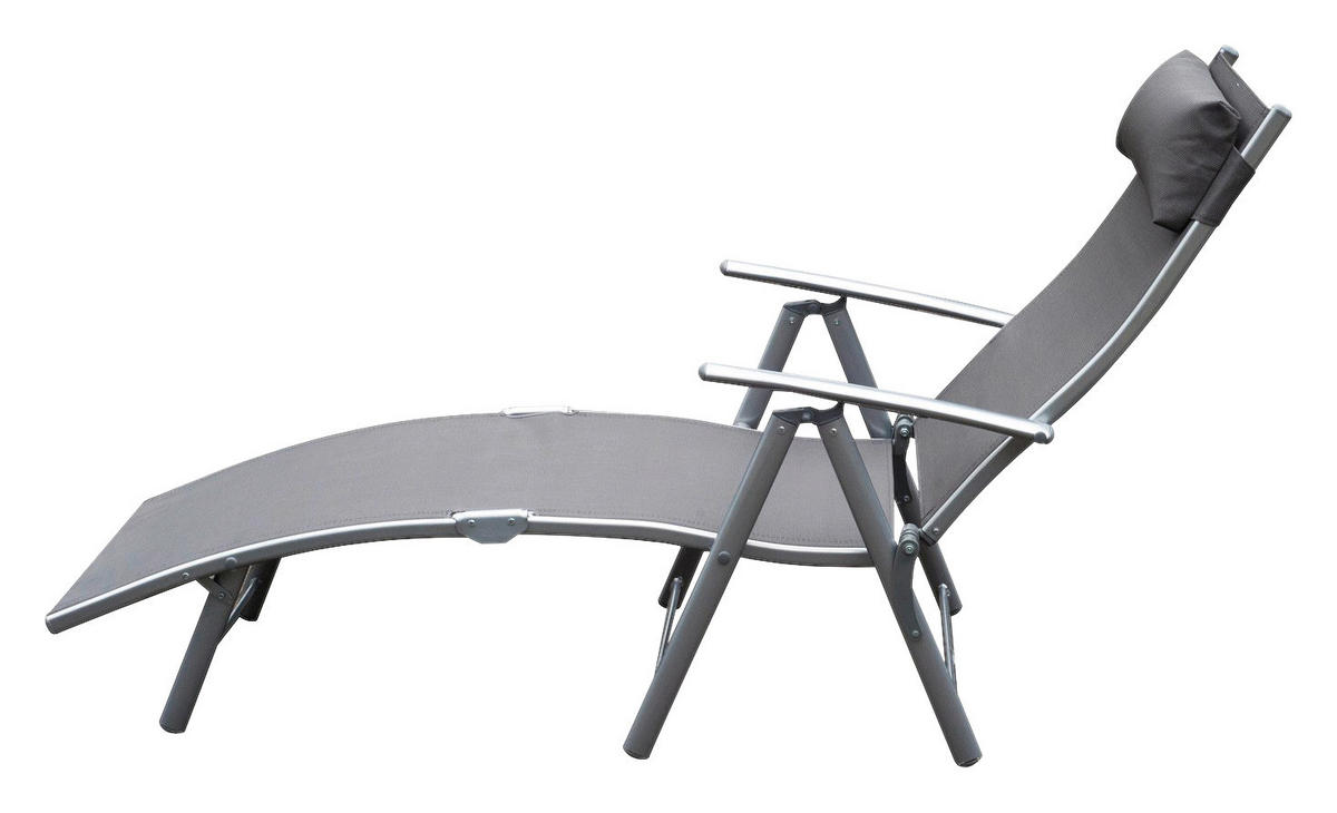 Outsunny Gartenliege grau Metall B/H/L: ca. 63,5x100,5x137 cm Gartenliege_mit_Kissen - grau (137,00/63,50/100,50cm) - Outsunny