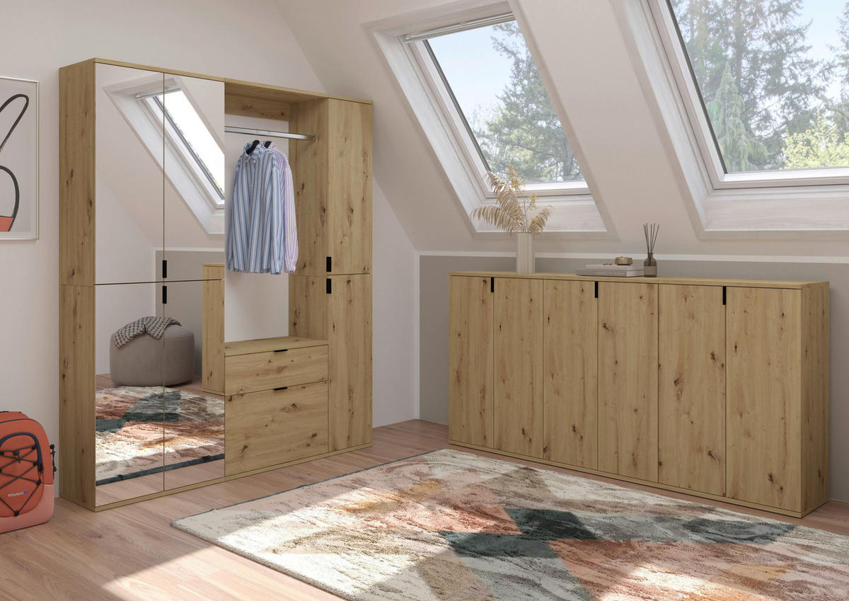 Spiegelschrank PROJEKT Eiche Artisan Nachbildung Spiegel Spanplatte B/H/T: ca. 61x193x34 cm PROJEKT - Eiche (61,00/193,00/34,00cm) - xonox.home