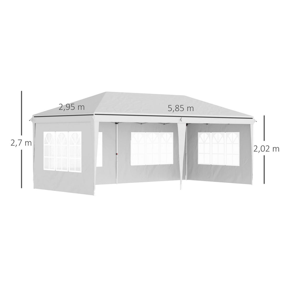 Outsunny Faltpavillon weiß Polyester-Mischgewebe B/H/L: ca. 295x270x585 cm Faltpavillon - weiß (585,00/295,00/270,00cm) - Outsunny