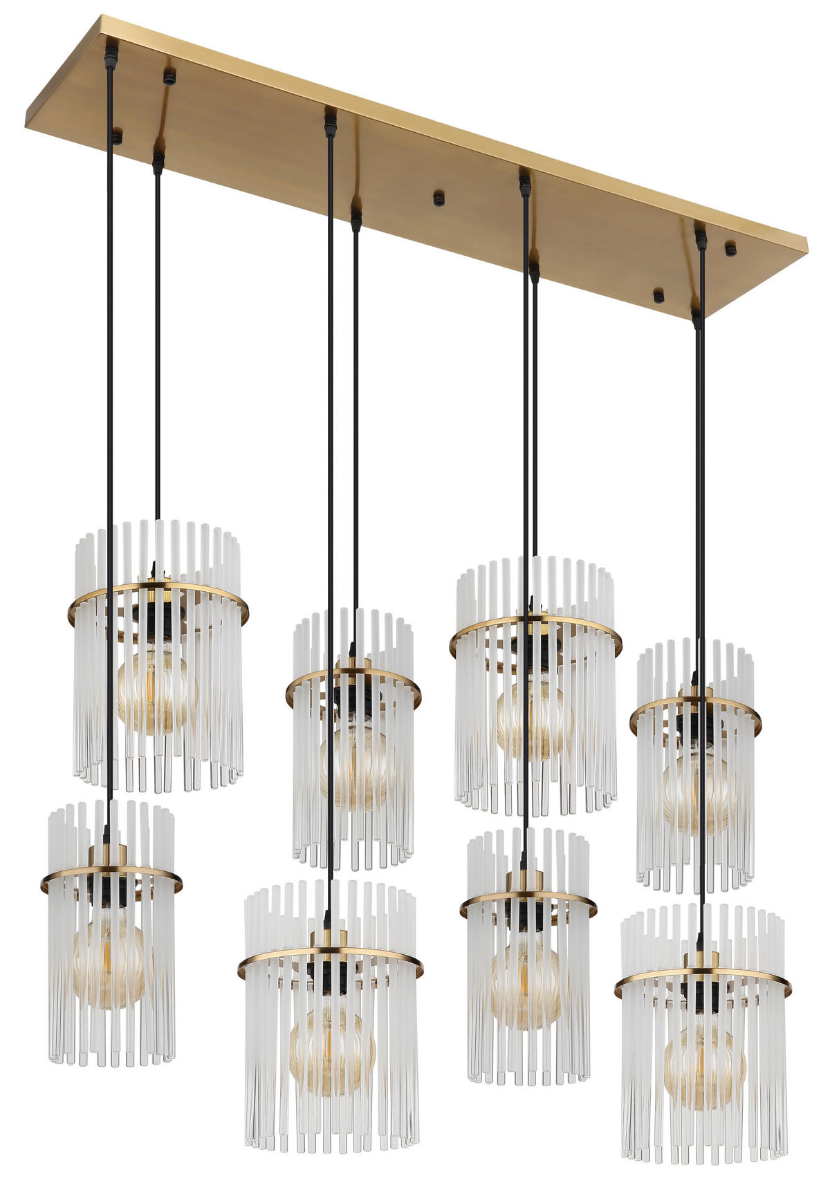 GLOBO Hängeleuchte klar Opal gold Metall Glas B/H/L: ca. 38x125x110 cm E27 8 Brennstellen GORLEY - gold/klar (110,00/38,00/125,00cm) - GLOBO