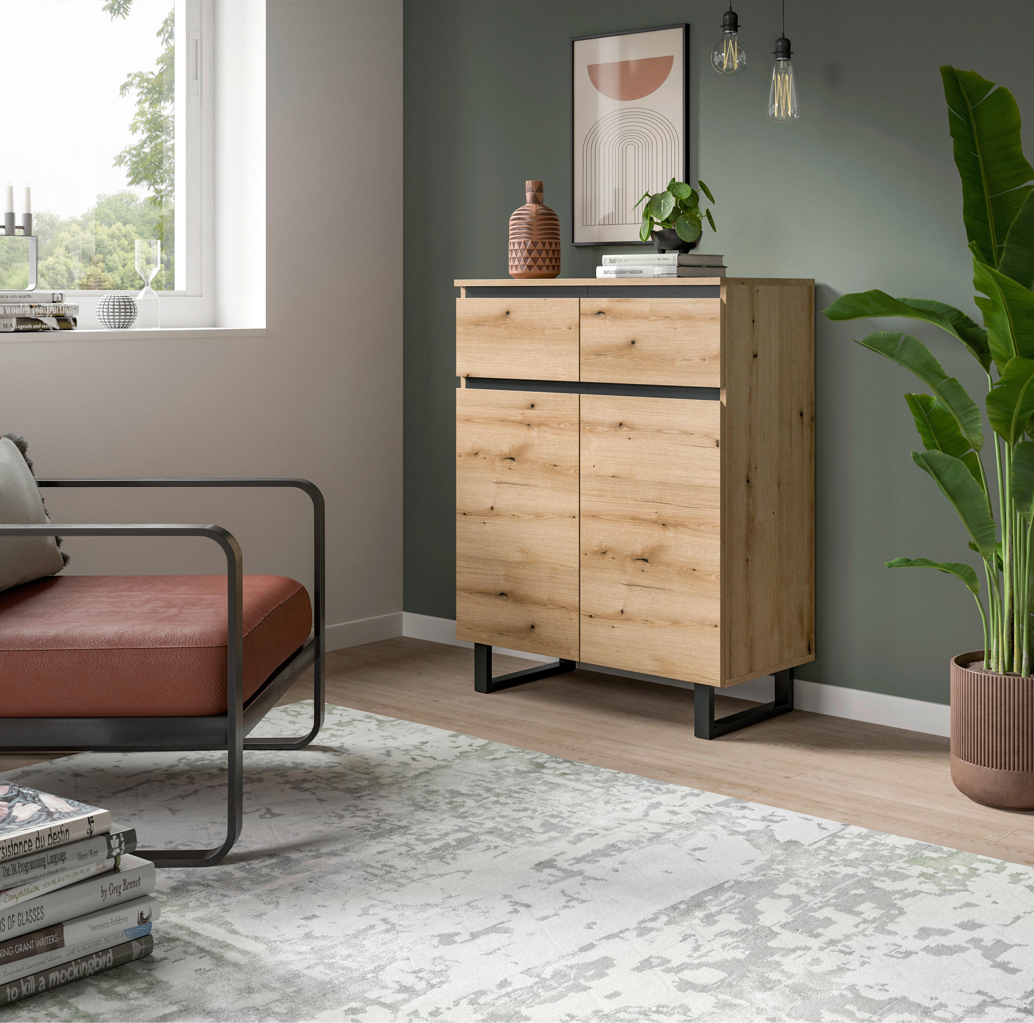 Kommode Tomasa Evoke Oak Nachbildung schwarz B/H/T: ca. 80x99x36 cm Tomasa - schwarz (80,00/99,00/36,00cm) - xonox.home