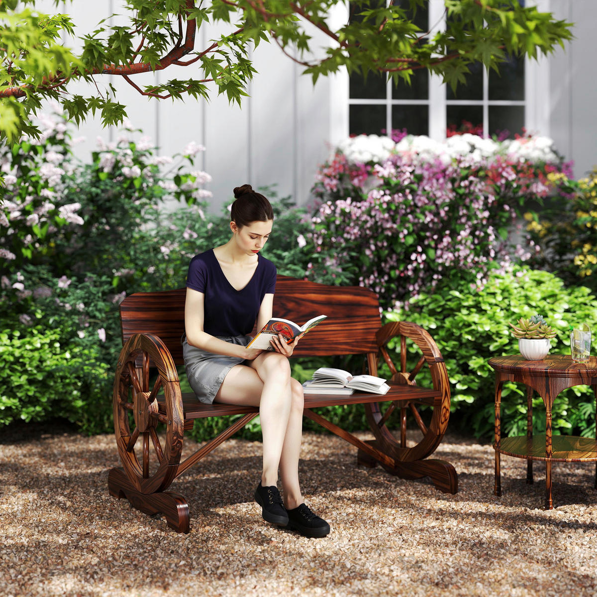 Outsunny Gartenbank Gartenbank - (110,00/55,00/80,00cm) - Outsunny