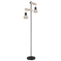 GLOBO Stehleuchte schwarz Metall B/H/T: ca. 25x168x48 cm E27 2 Brennstellen PRISKA - schwarz (25,00/168,00/48,00cm) - GLOBO