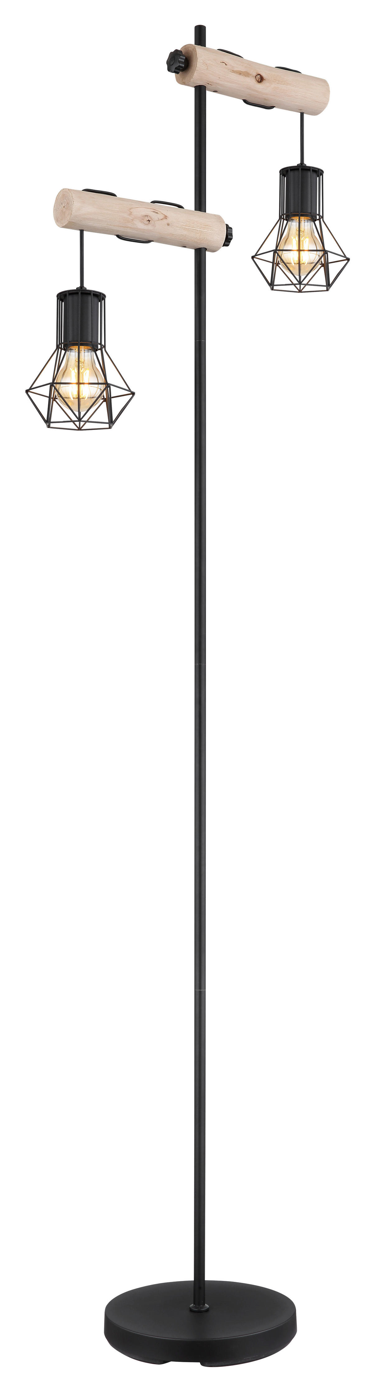 GLOBO Stehleuchte schwarz Metall B/H/T: ca. 25x168x48 cm E27 2 Brennstellen PRISKA - schwarz (25,00/168,00/48,00cm) - GLOBO