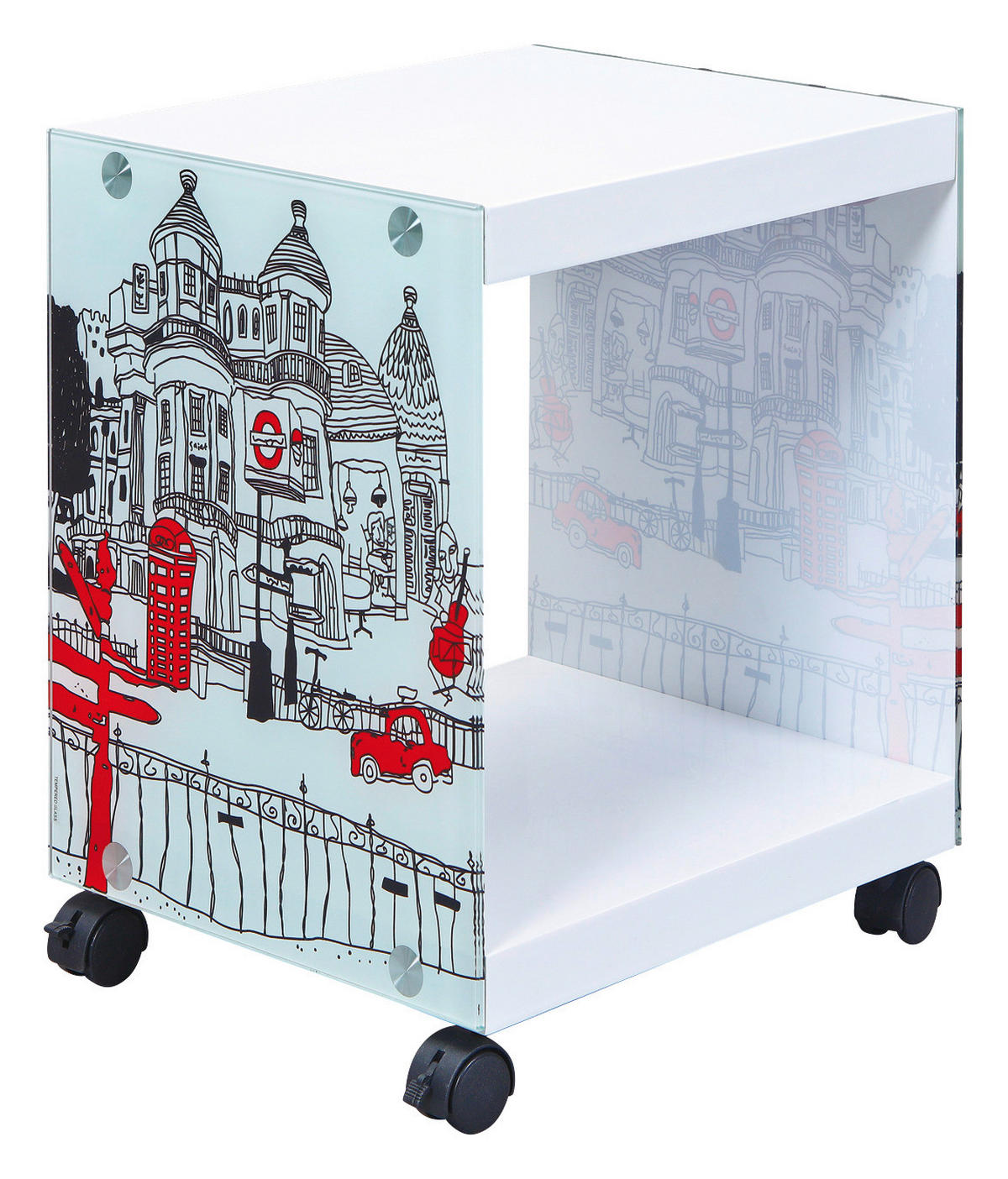 Beistelltisch Logo weiß MDF Glas B/H/T: ca. 38x46x33,5 cm Logo - weiß/schwarz (38,00/46,00/33,50cm) - Inter Link