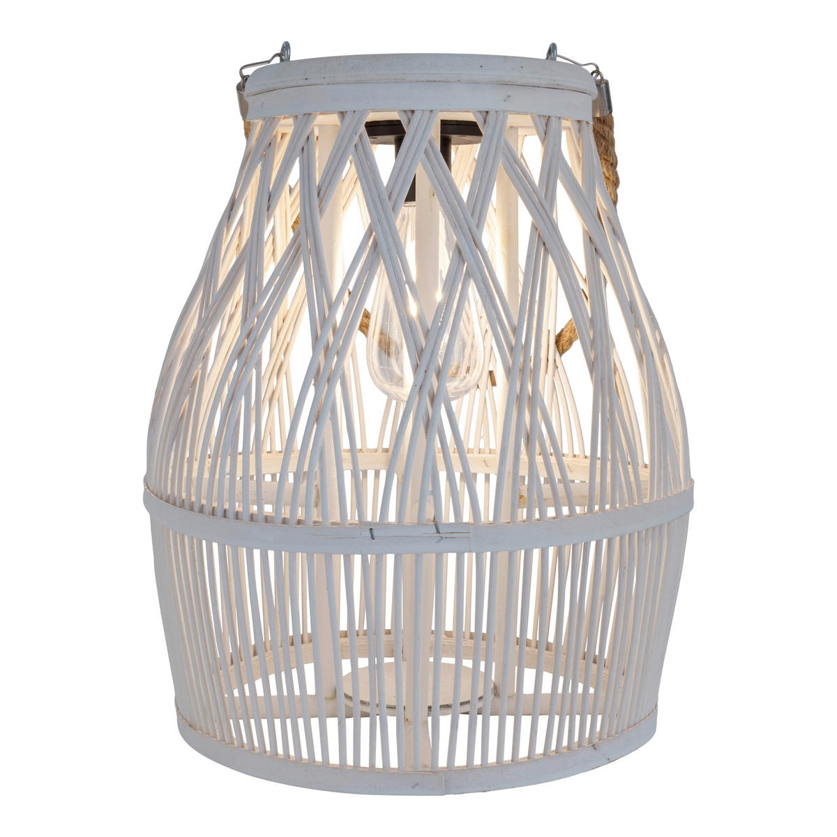 Solarleuchte 5307623 weiß Rattan Holz B/H/T: ca. 29x34x29 cm Korbinian - weiß (29,00/34,00/29,00cm) - Näve Leuchten
