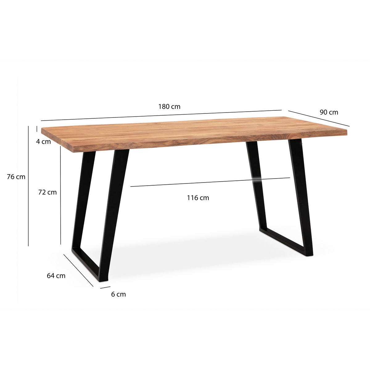 Schreibtisch B/H/T: ca. 180x76x90 cm Schreibtisch - (180,00/76,00/90,00cm) - Wohnling