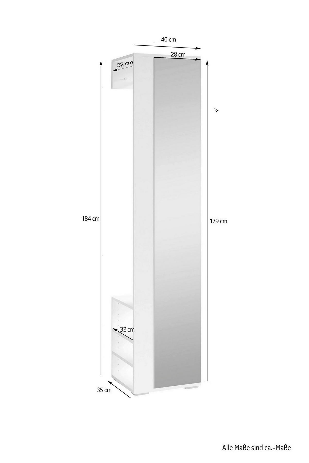 Hochschrank BEN Eiche Old Wood Nachbildung B/H/T: ca. 40x184x35 cm BEN - Eiche (40,00/184,00/35,00cm) - byLIVING