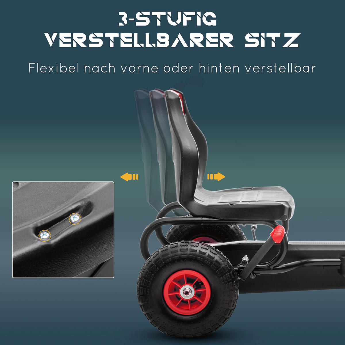 HOMCOM Kinder-Fahrzeug rot B/H/L: ca. 58x121x61 cm Go_Kart - rot/schwarz (61,00/58,00/121,00cm) - HOMCOM