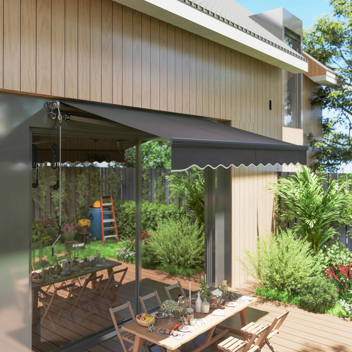 Outsunny Markise dunkelgrau B/H/L: ca. 250x150x296 cm Markise - dunkelgrau (296,00/250,00/150,00cm) - Outsunny