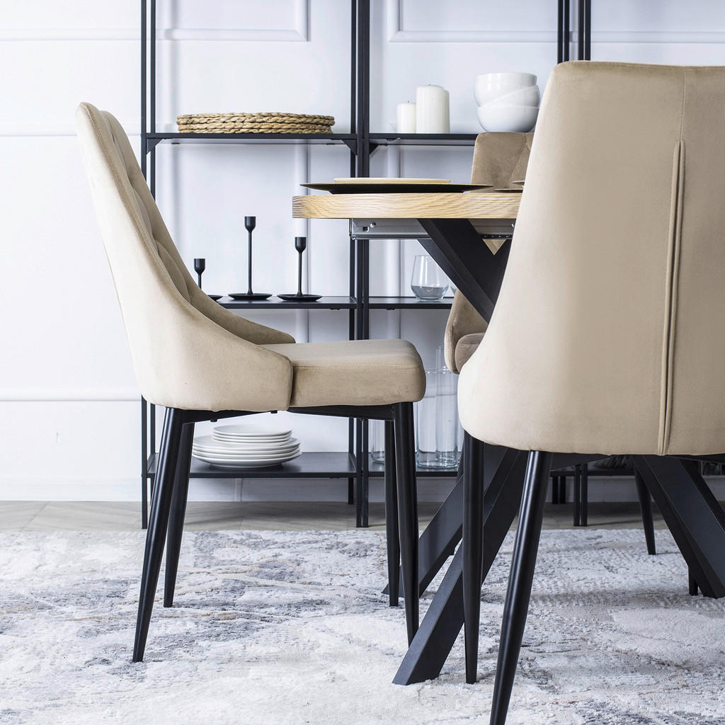 Thumbnail - Stuhl CORK beige Velourstoff B/H/T: ca. 46x91x56 cm