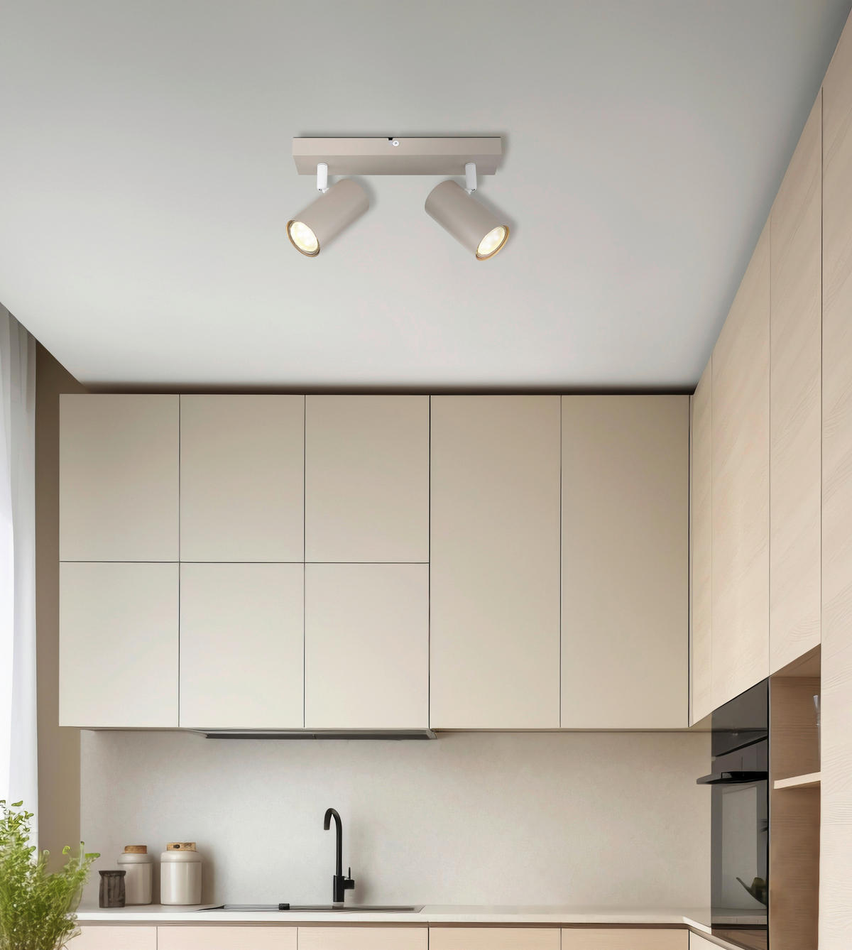 GLOBO Spot sand weiß Metall B/H/L: ca. 26x6x12 cm GU10 2 Brennstellen Spot_Robby_2 - sand/weiß (12,00/26,00/6,00cm) - GLOBO