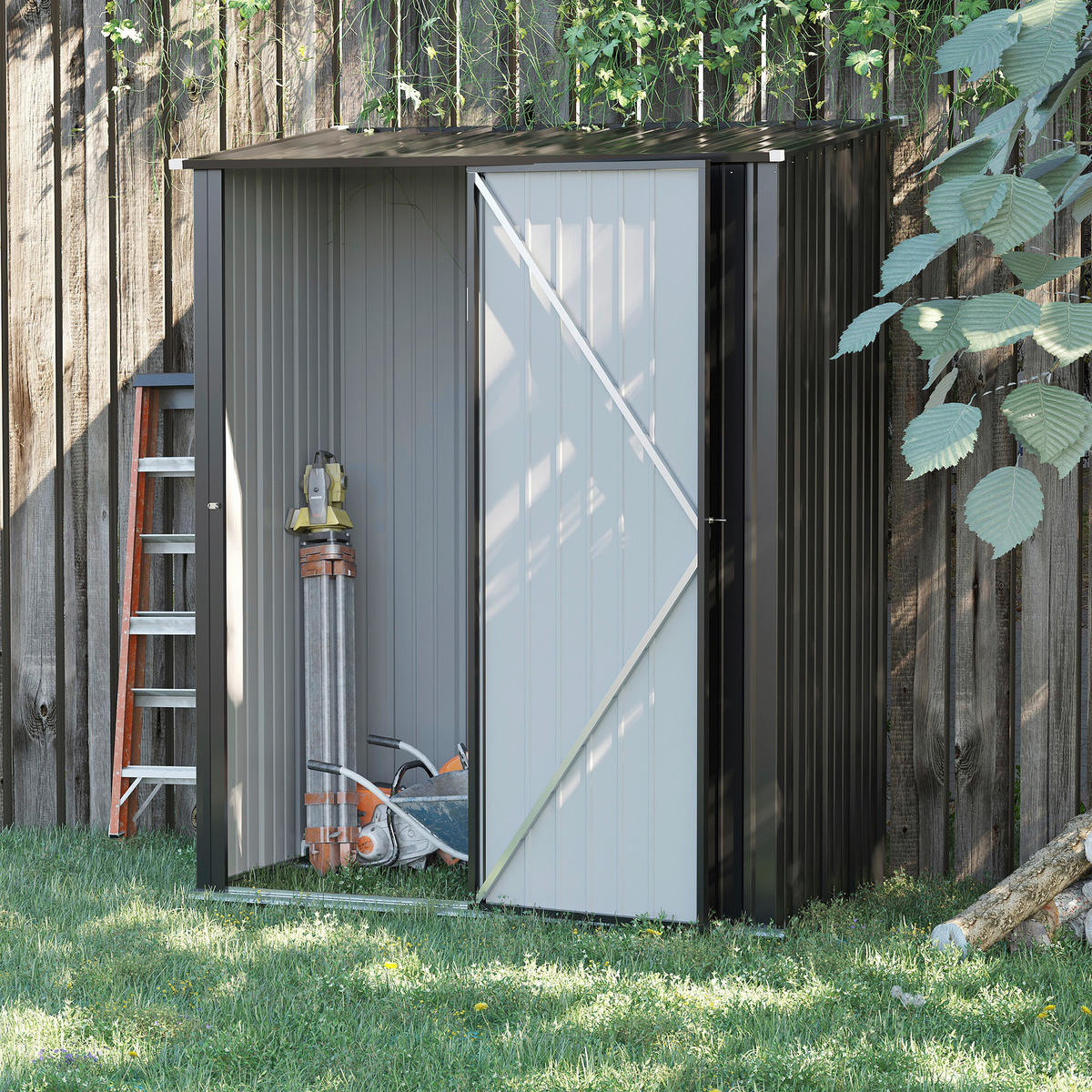 Outsunny Gartenhaus schwarz B/H/L: ca. 94,5x196x161,5 cm Gartenhaus - schwarz (161,50/94,50/196,00cm) - Outsunny
