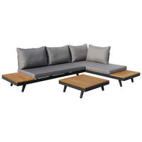 Acamp Loungeset Naxos anthrazit Polyester-Mischgewebe B/H/T: ca. 175x70x78 cm Naxos - anthrazit/teak (175,00/70,00/78,00cm) - Acamp