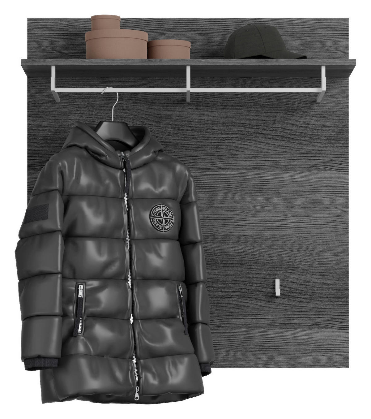 Garderobenpaneel SCOUT Rauchsilber Nachbildung B/H/T: ca. 90x98x27 cm SCOUT - (90,00/98,00/27,00cm) - xonox.home