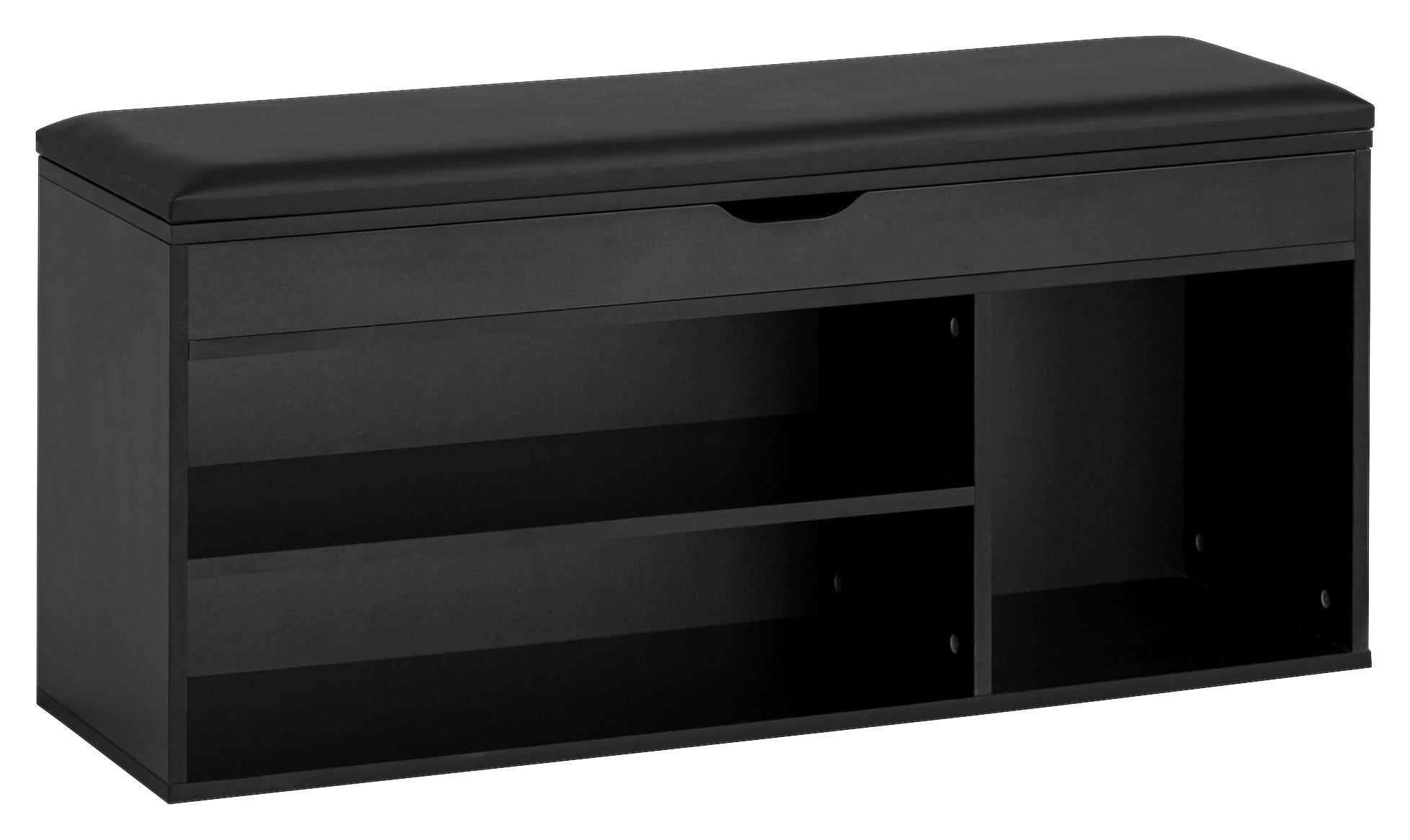 Schuhbank schwarz B/H/T: ca. 104x51x32 cm Schuhbank - schwarz (104,00/51,00/32,00cm) - Wohnling