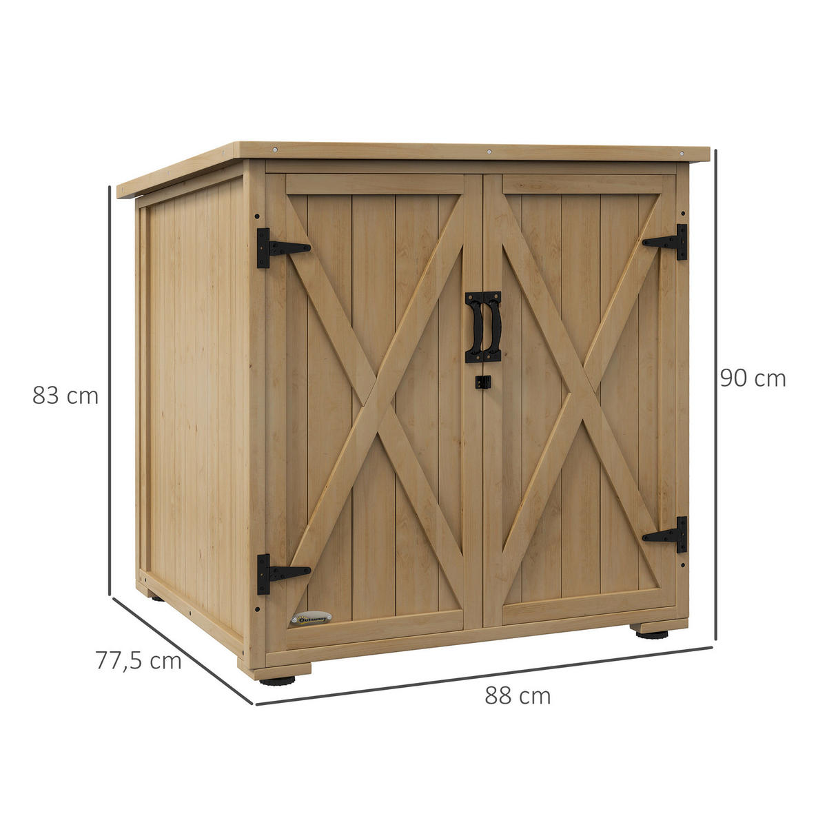 Outsunny Gartenschrank natur Polypropylen B/H/L: ca. 88x77,5x90 cm Gartenschrank - natur (90,00/88,00/77,50cm) - Outsunny