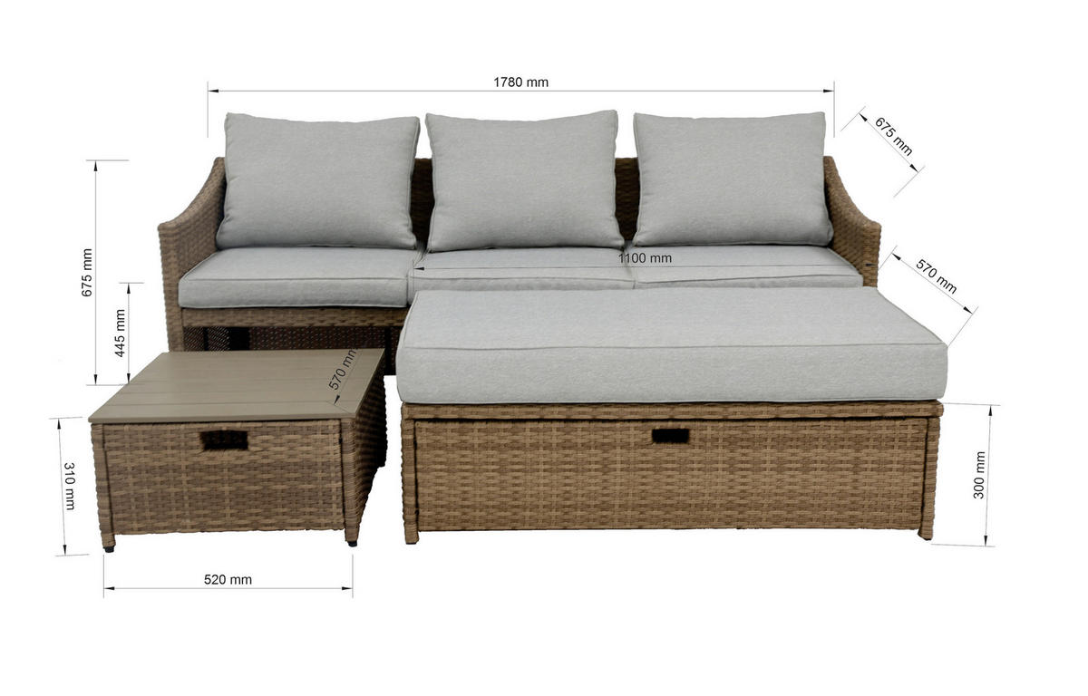 POCOline Gartensitzgruppe Anna braun Stahl Anna - braun/natur - POCOline