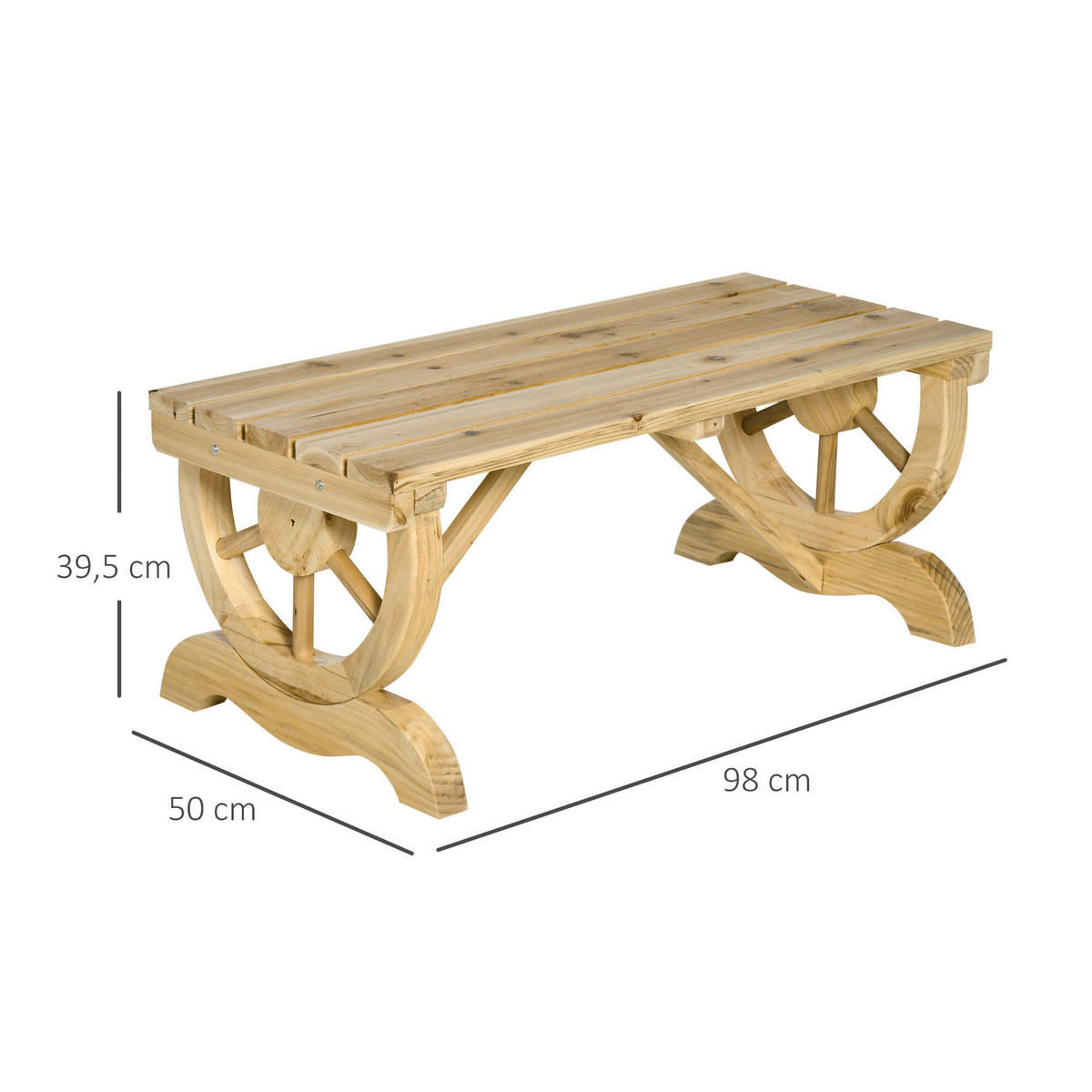 Outsunny Sitzbank natur Holz B/H/L: ca. 50x40x98 cm Sitzbank - natur (98,00/50,00/40,00cm) - Outsunny
