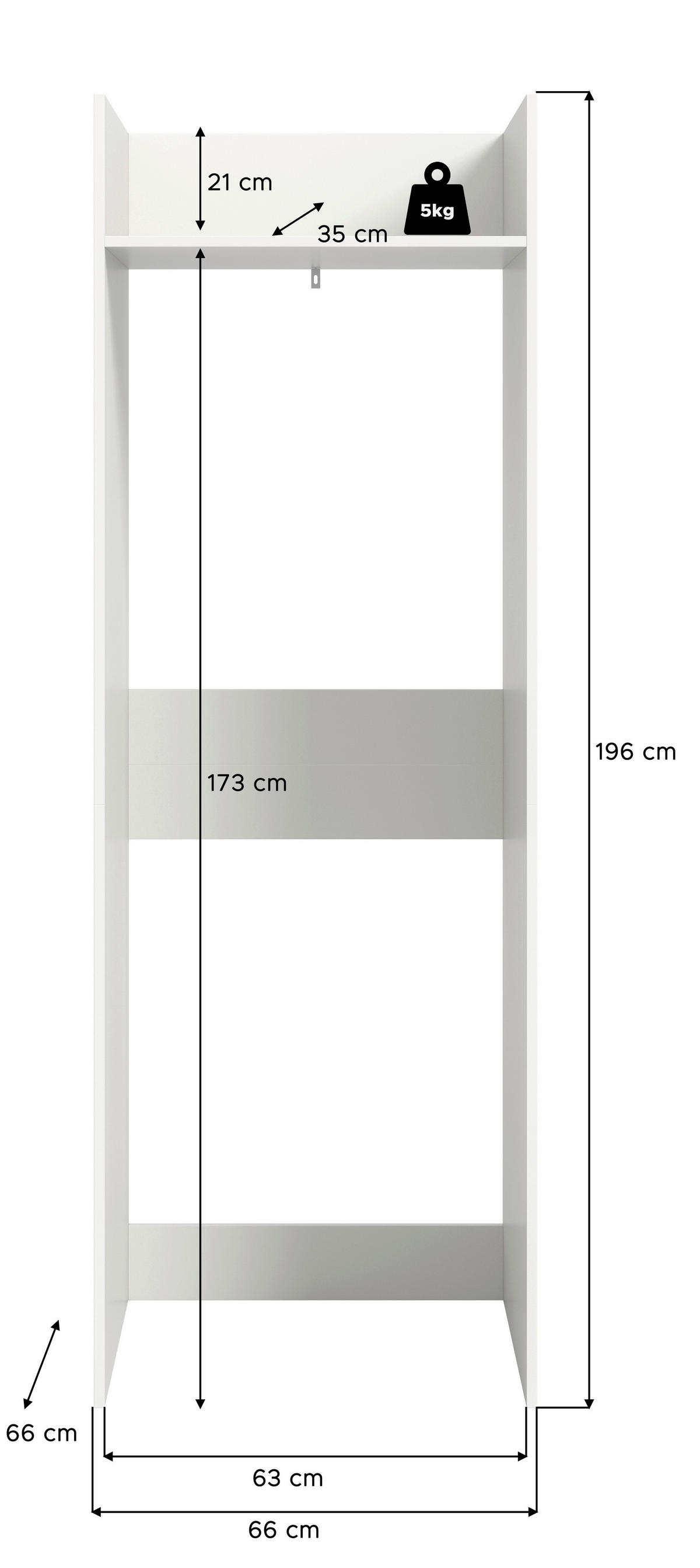 Waschmaschinenumbauschrank Free weiß B/H/T: ca. 66x196x66 cm Free - weiß (66,00/196,00/66,00cm) - xonox.home