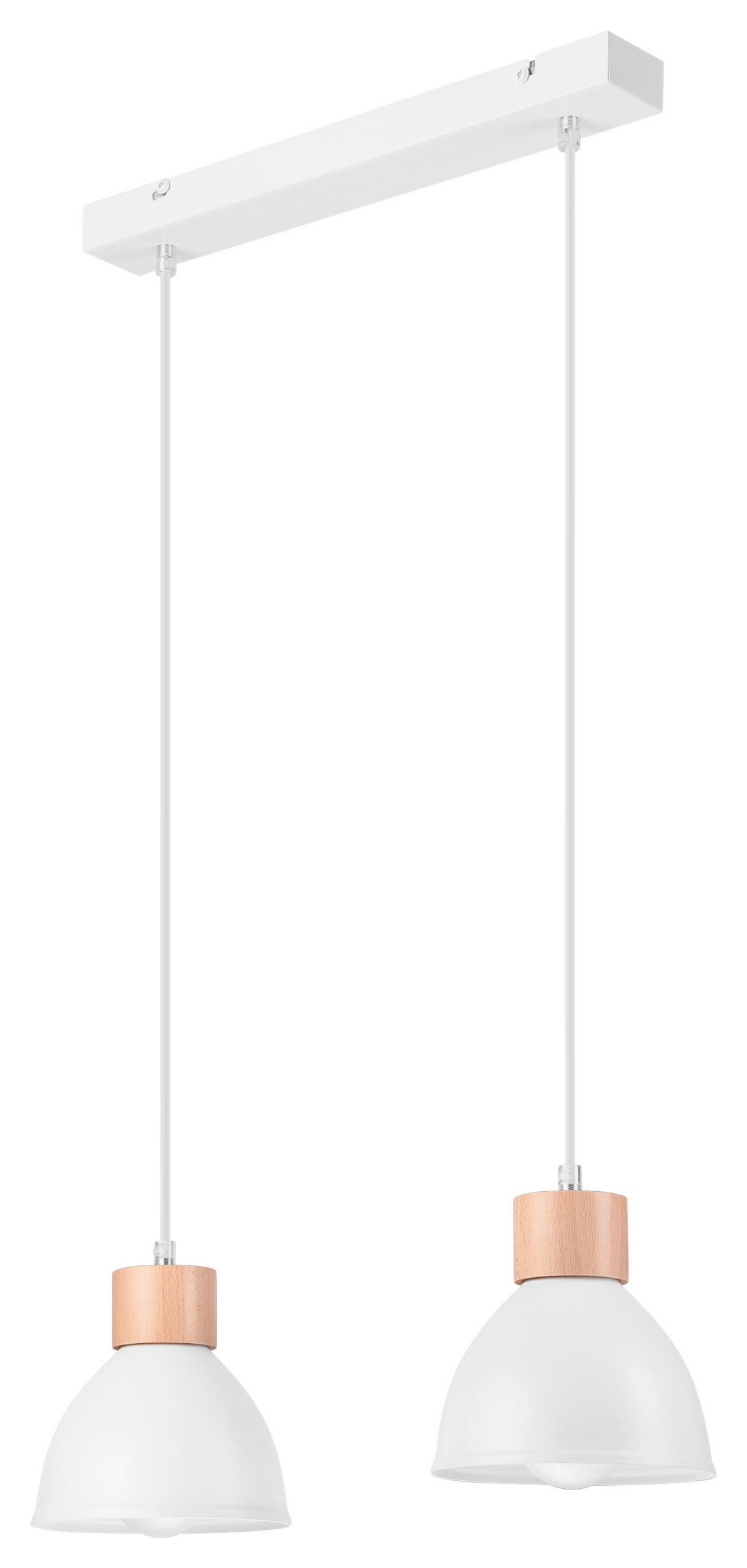 Lamkur Pendelleuchte weiß Stahl Holz B/H/L: ca. 13x82x48 cm E27 2 Brennstellen NICO - weiß (48,00/13,00/82,00cm) - Lamkur