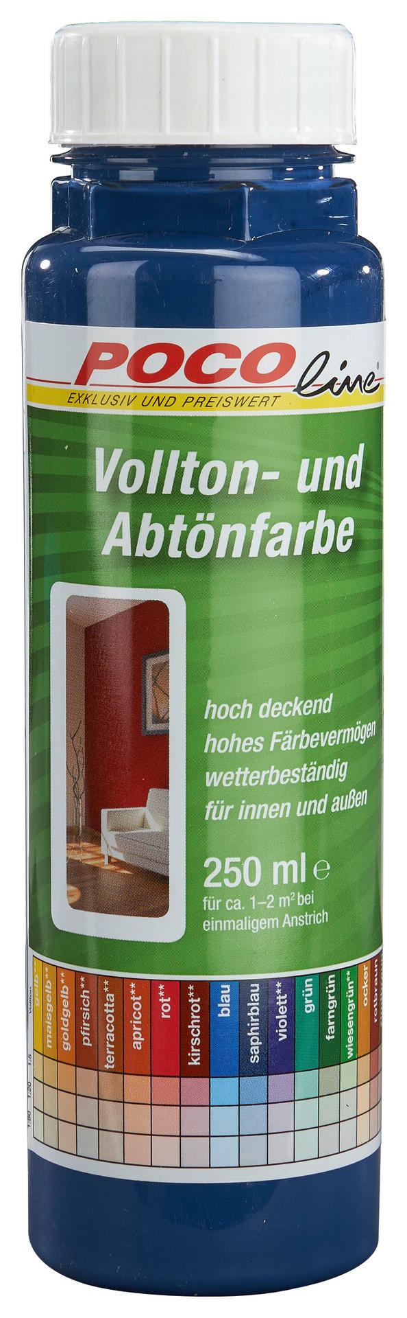 POCOline Vollton- und Abtönfarbe saphirblau ca. 0,25 l Voll+Abtönfarbe 250ml saphirblau - saphirblau (250ml) - POCOline