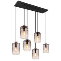 GLOBO Pendelleuchte schwarz klar Metall B/H/T: ca. 39x150x94,5 cm E27 6 Brennstellen DARINA - klar/schwarz (39,00/150,00/94,50cm) - GLOBO