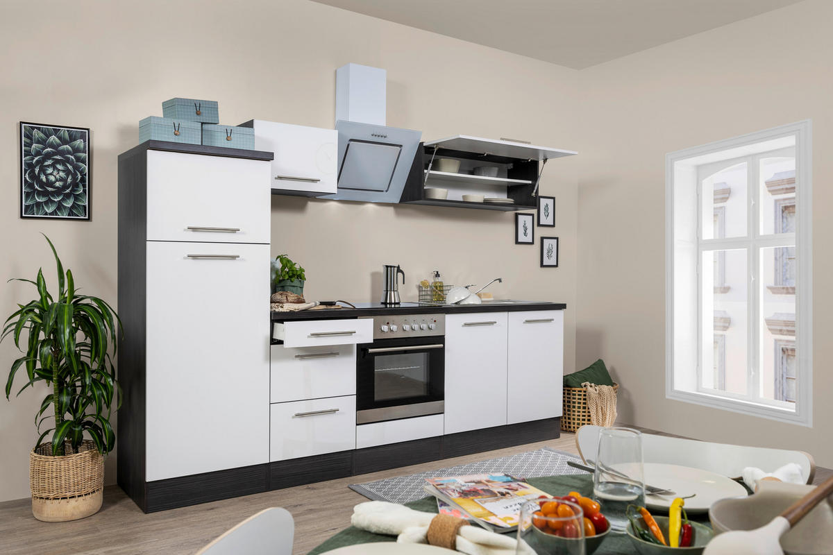 Respekta Küchenblock Premium Eiche Eiche grau Nachbildung B/H/T: ca. 270x200x60 cm Premium - Eiche/weiß (270,00/200,00/60,00cm) - Respekta
